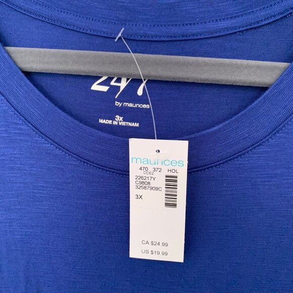 NEW Maurices brilliant blue short sleeve jersey knit‎ stretch long short sleeve - Picture 4 of 8